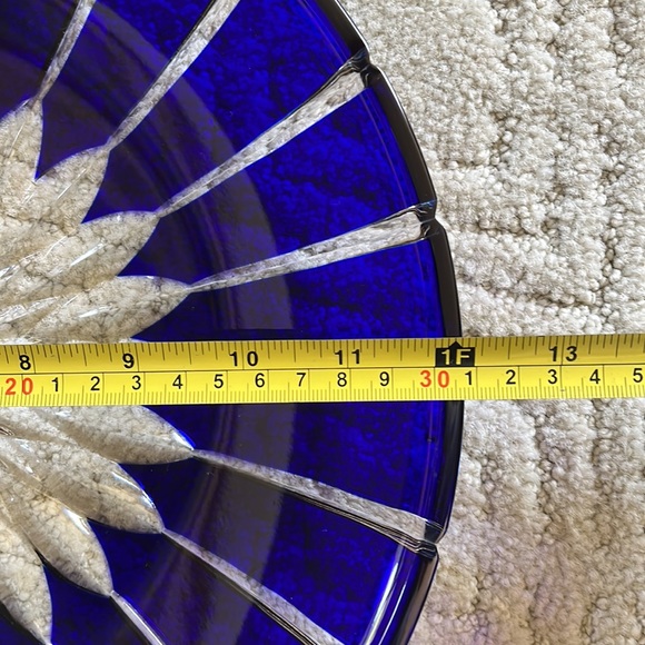 Ajka Crystal, Hungary, 12" Castille Blue serving plate  24% Pb0 - Picture 8 of 8